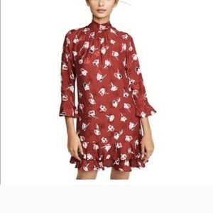 Rebecca Taylor tie dress Mini Floral Red 3/4 Length Sleeves